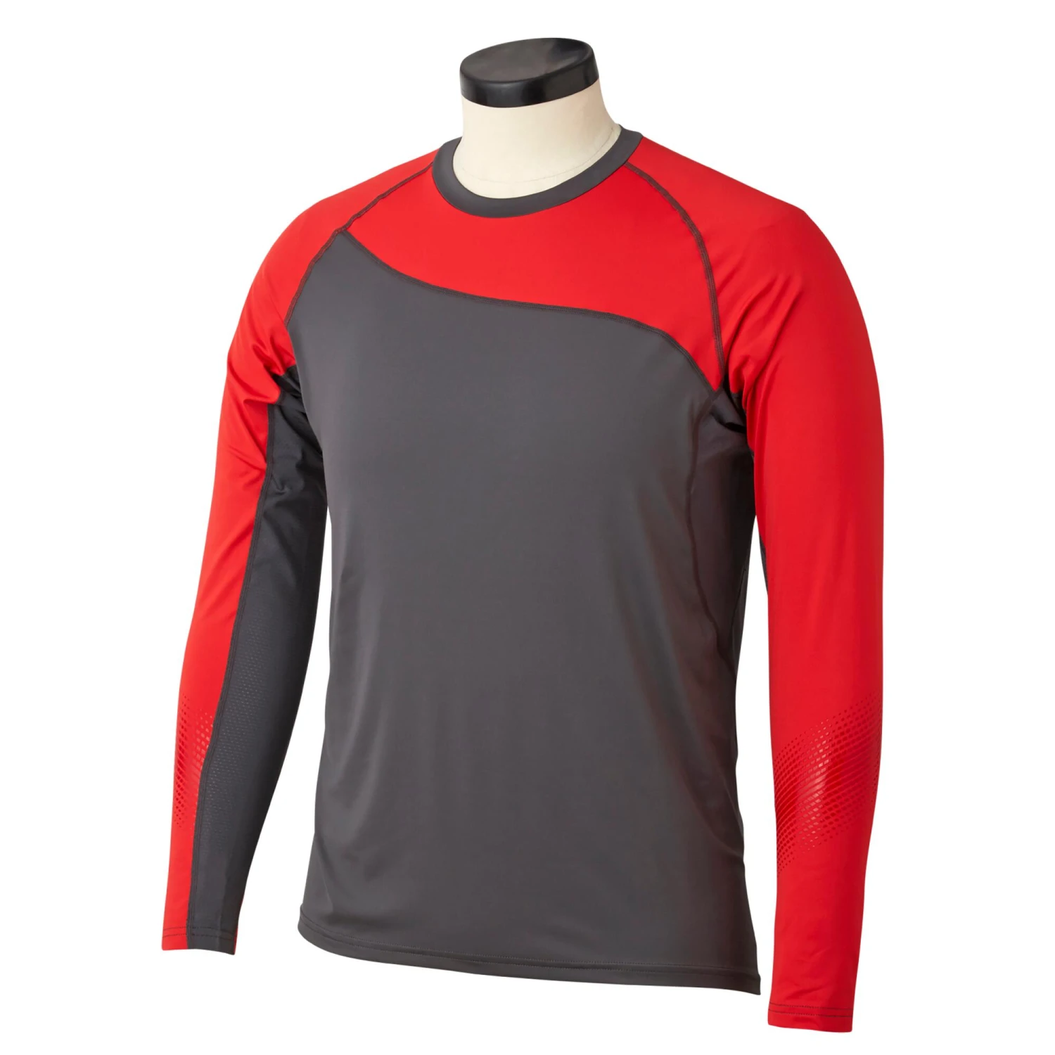 Bauer Pro Long Sleeve Base Layer Mens Top - Dark Grey / Red (2019)